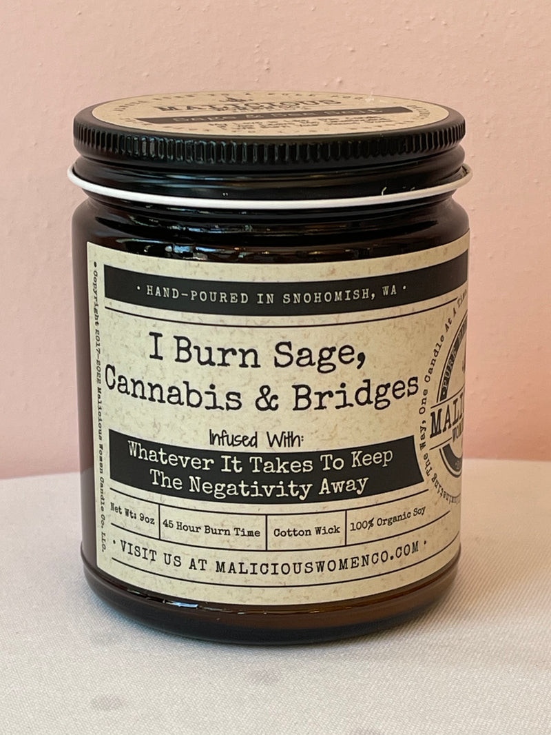 I Burn Sage, Cannabis + Bridges Candle