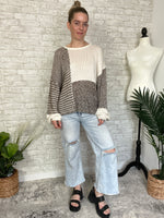 Sammi Brown+Cream Knit Pullover