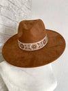 Willa Flower Band Brown Wide Brim