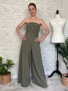 Sabrina Strapless Olive Jumpsuit