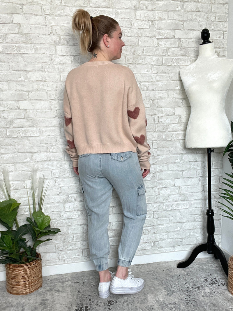 Neutral Love Sweater Khaki+Mauve