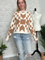 Nancy Neutral Pattern+Bow Cardigan