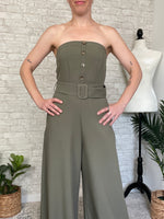 Sabrina Strapless Olive Jumpsuit