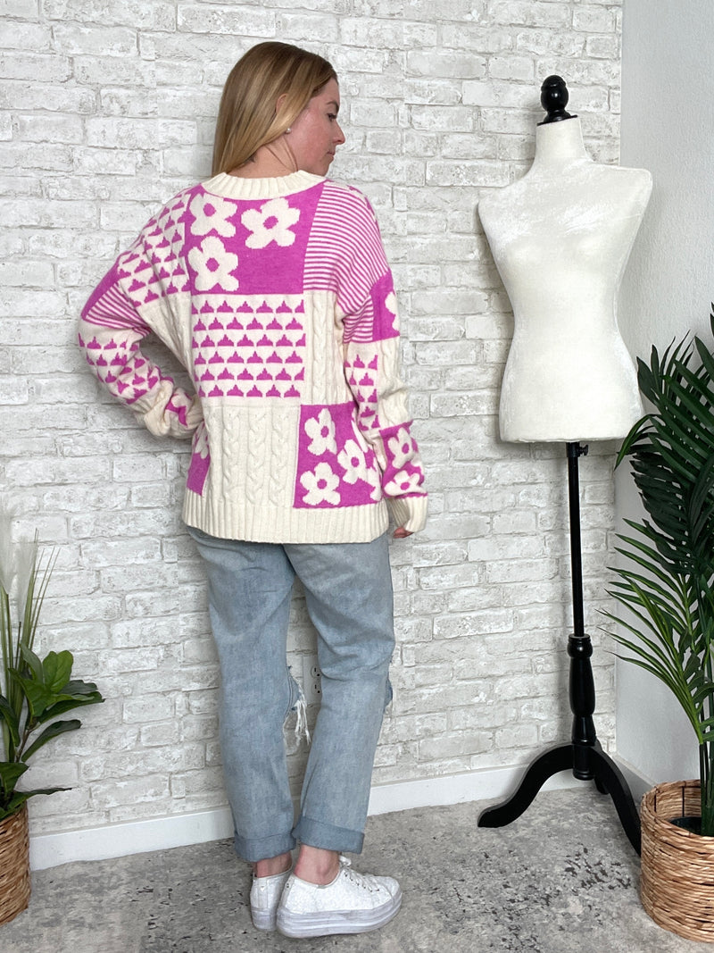 Riviera Hot Pink Floral Sweater