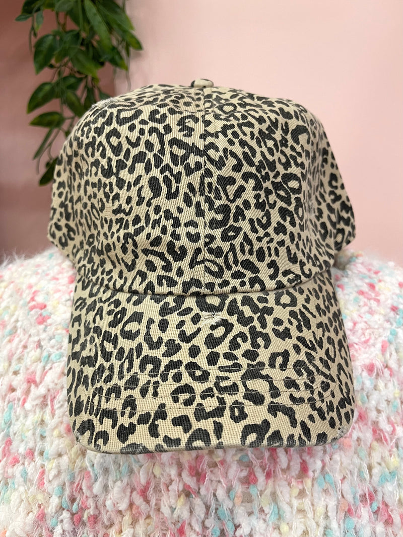 Distressed Cheetah Print Hat