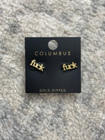 Fuck Stud Earring Gold