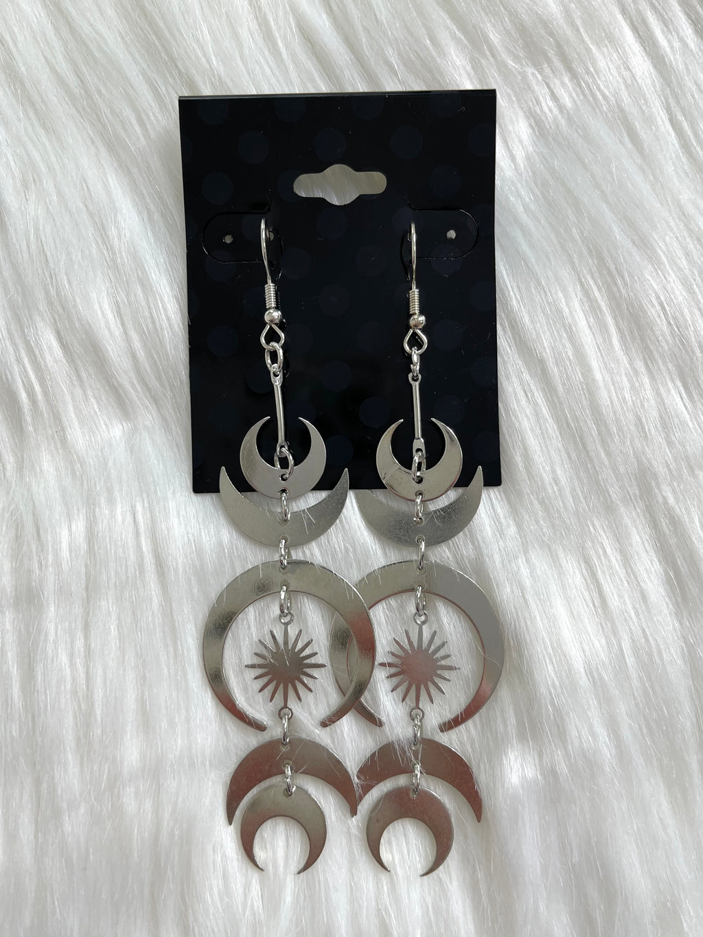 Moon + Star Dangle Earring Silver