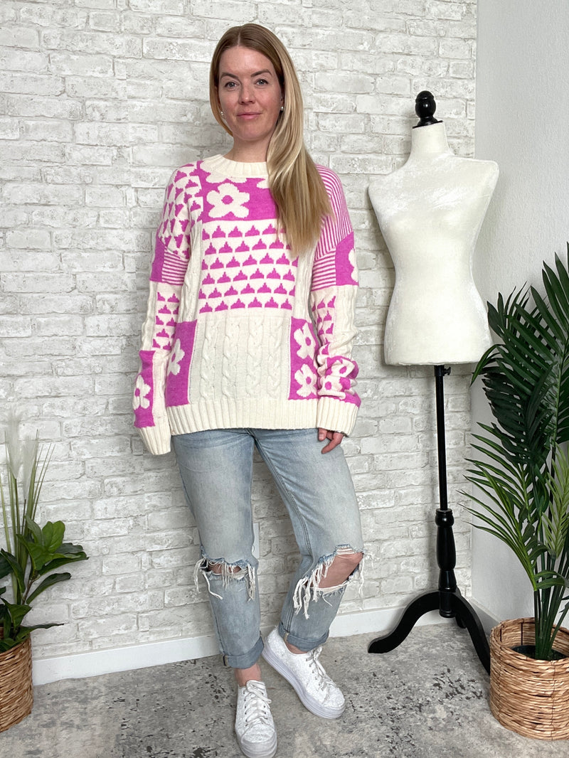 Riviera Hot Pink Floral Sweater