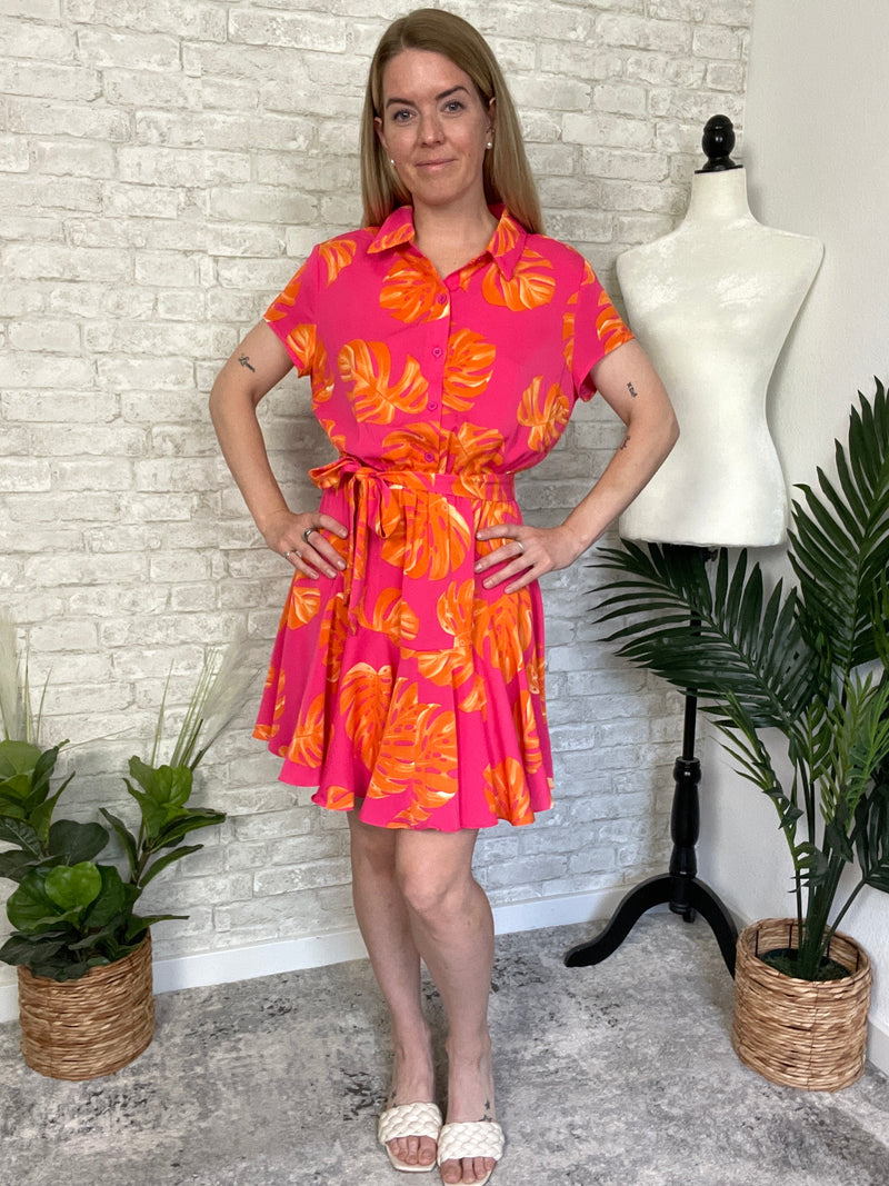 Coral Palms Dress