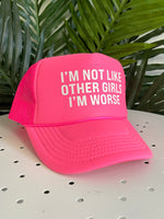 I'm Worse Trucker Hat Hot Pink