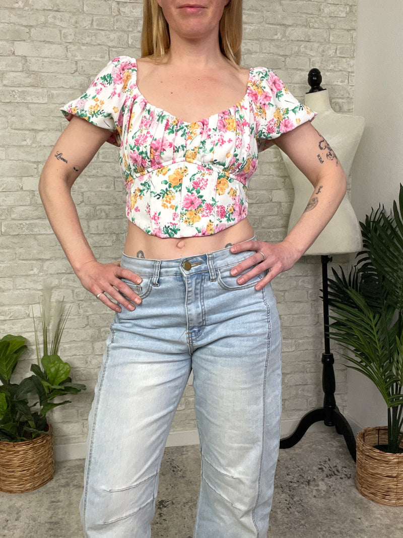 Spring Fiori Corset Cropped Top