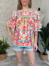 Fresca Tropical Bell Sleeve Top