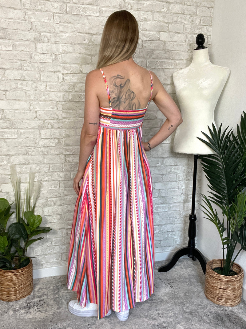 Megan Colorful Stripe Maxi Dress