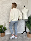 Loria Bow Cardigan Cream+Pink