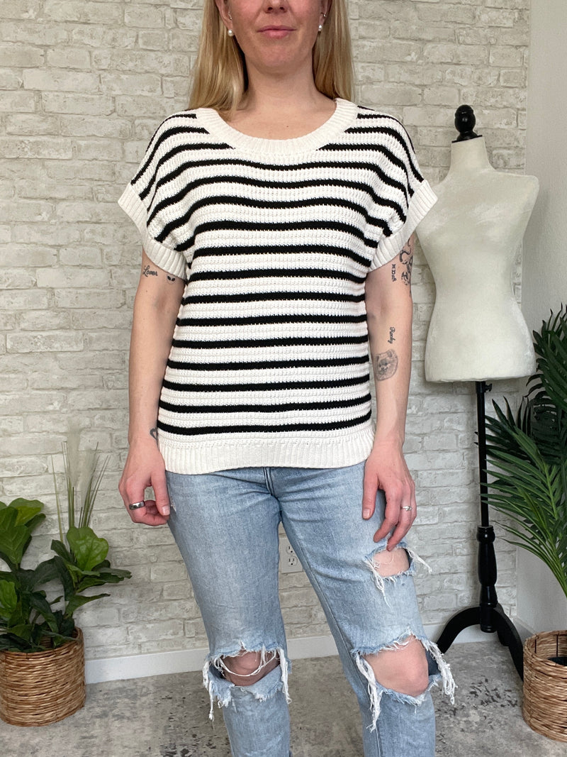 Brina Knit Top B+W Stripe