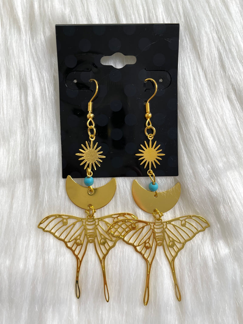 Turquoise Moth Earring