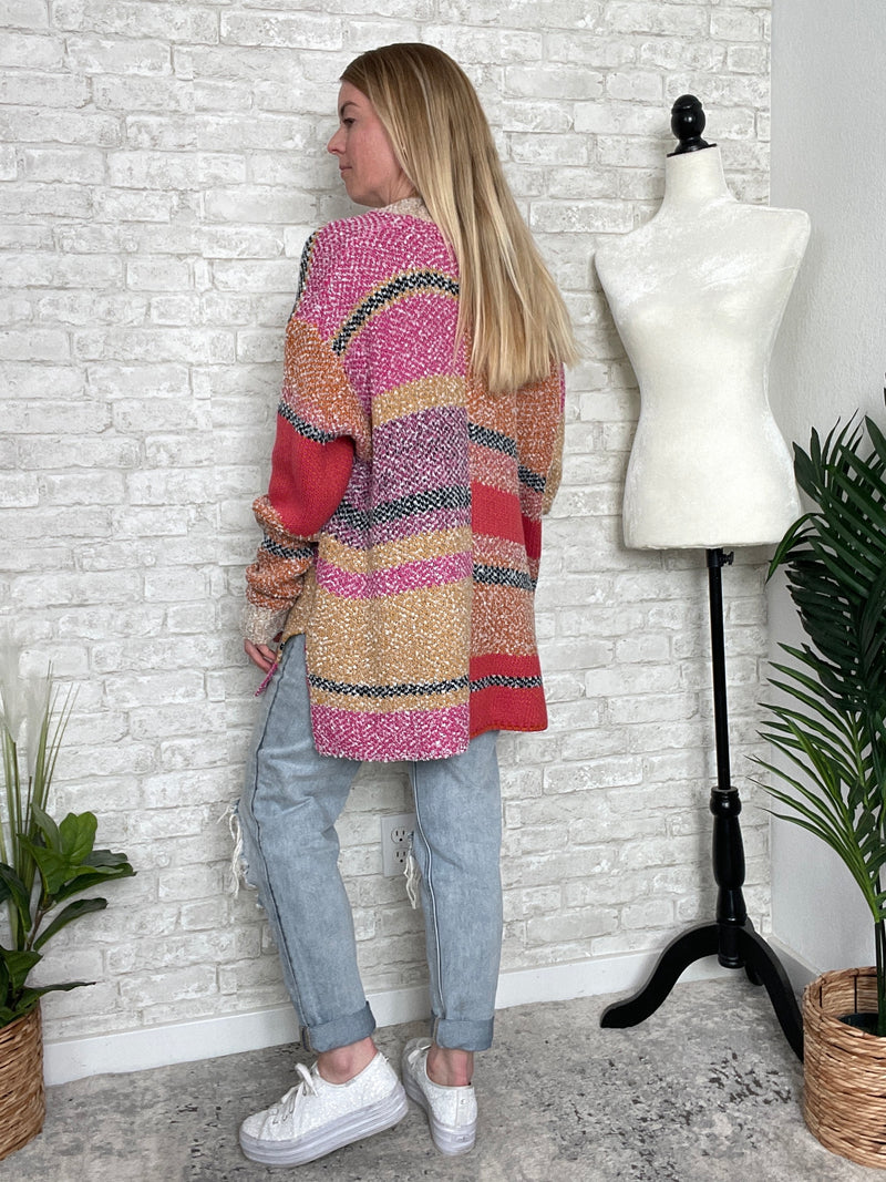 Phoebe Coral+Pink Cardigan