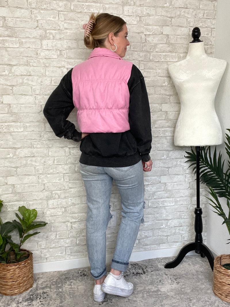 Bubble Gum Pink Cropped Vest