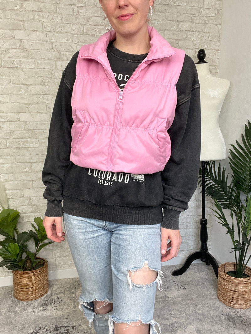 Bubble Gum Pink Cropped Vest