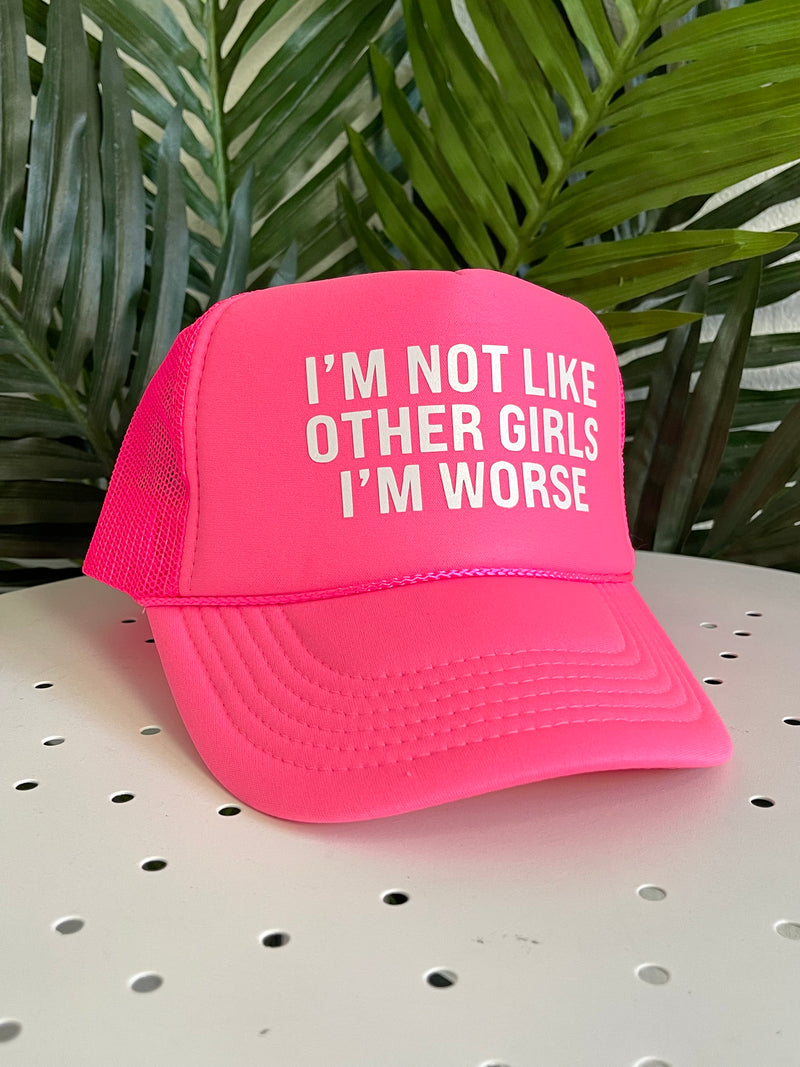 I'm Worse Trucker Hat Hot Pink