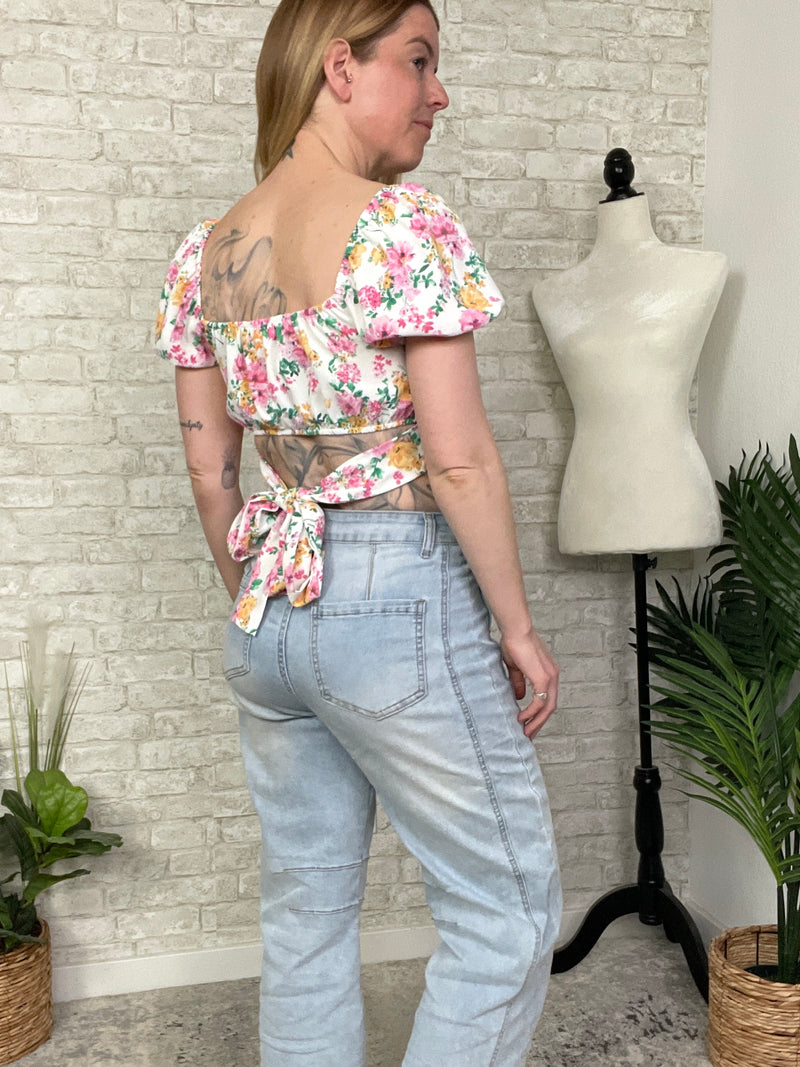 Spring Fiori Corset Cropped Top