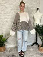 Sammi Brown+Cream Knit Pullover