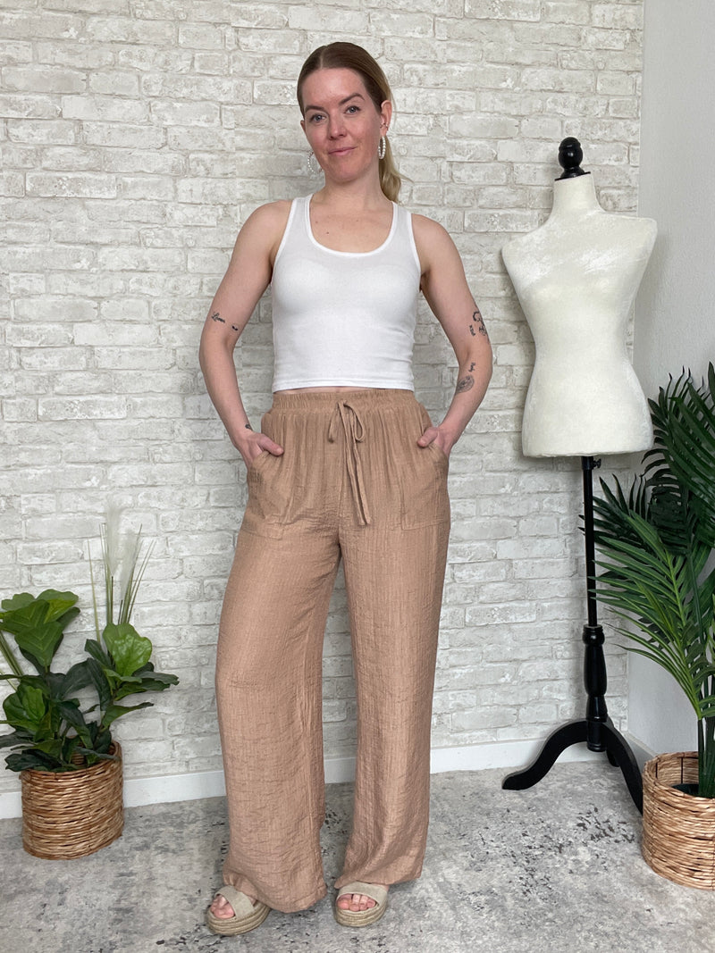 Linson Crepe Pants Light Brown