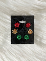 Trio Stud Bow Ribbon Earring