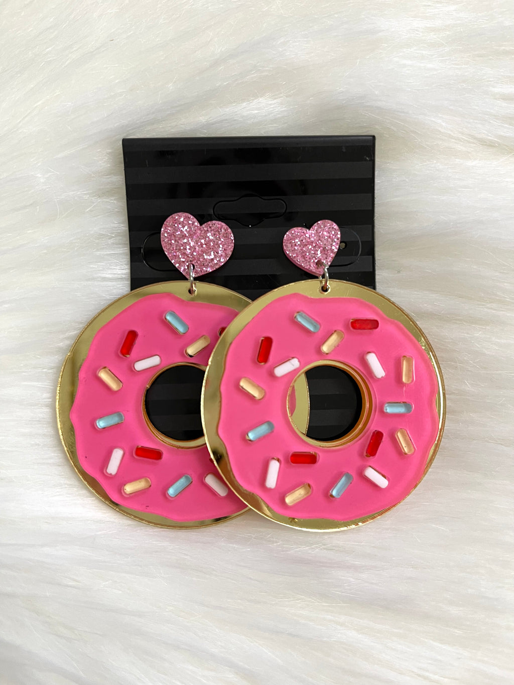 Pink Sprinkle Donut Earrings