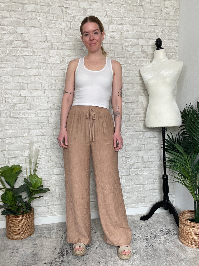 Linson Crepe Pants Light Brown