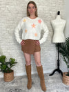 3D Pink Floral Sweater Cream