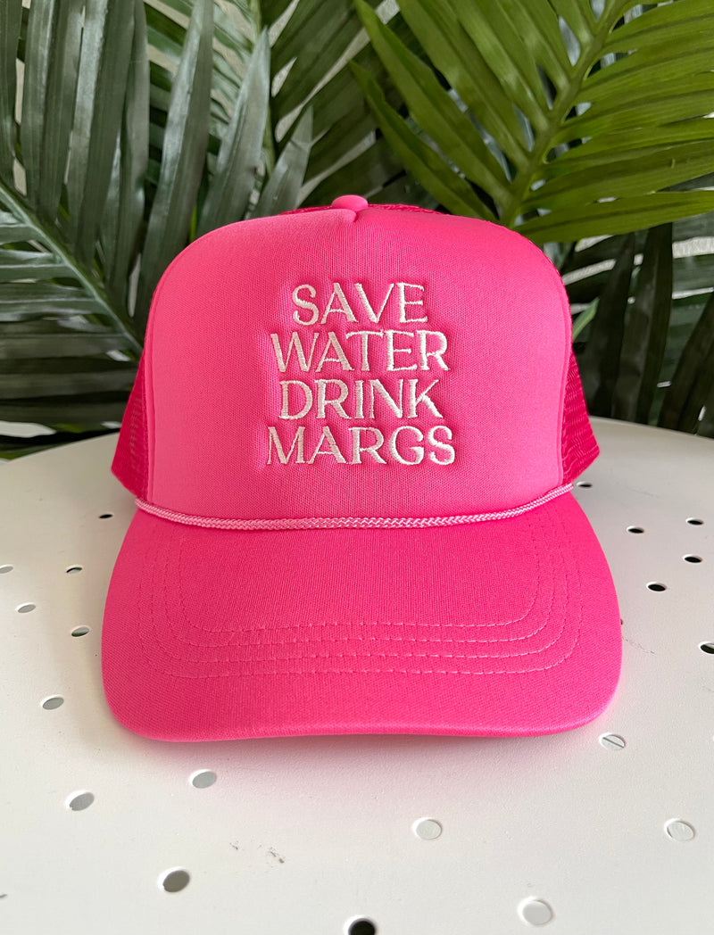 Drink Margs Trucker Hat Hot Pink