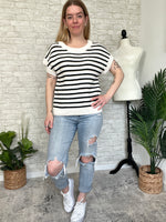 Brina Knit Top B+W Stripe