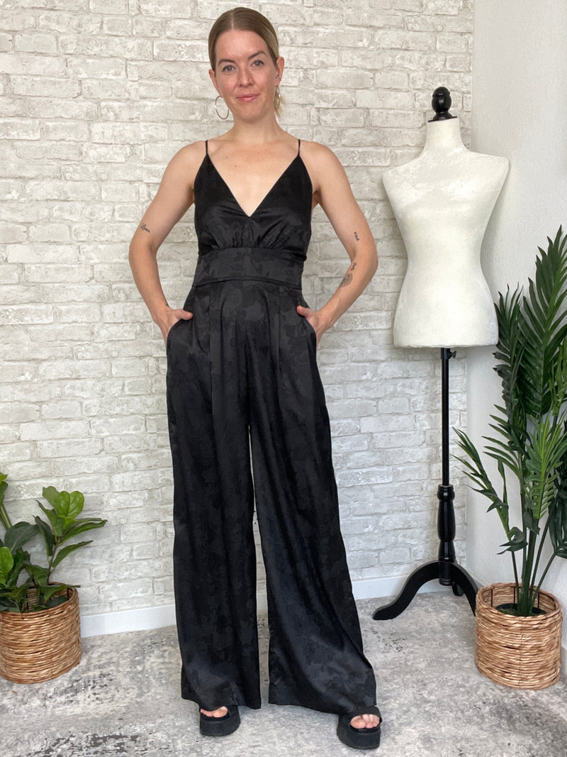 Taylor Black Satin Jumpsuit