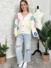 Retro Floral Cardigan Ivory