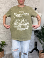 Mineral Wash Rocky Mountains T-Shirt Sage Green