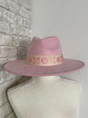 Willa Flower Band Pink Wide Brim