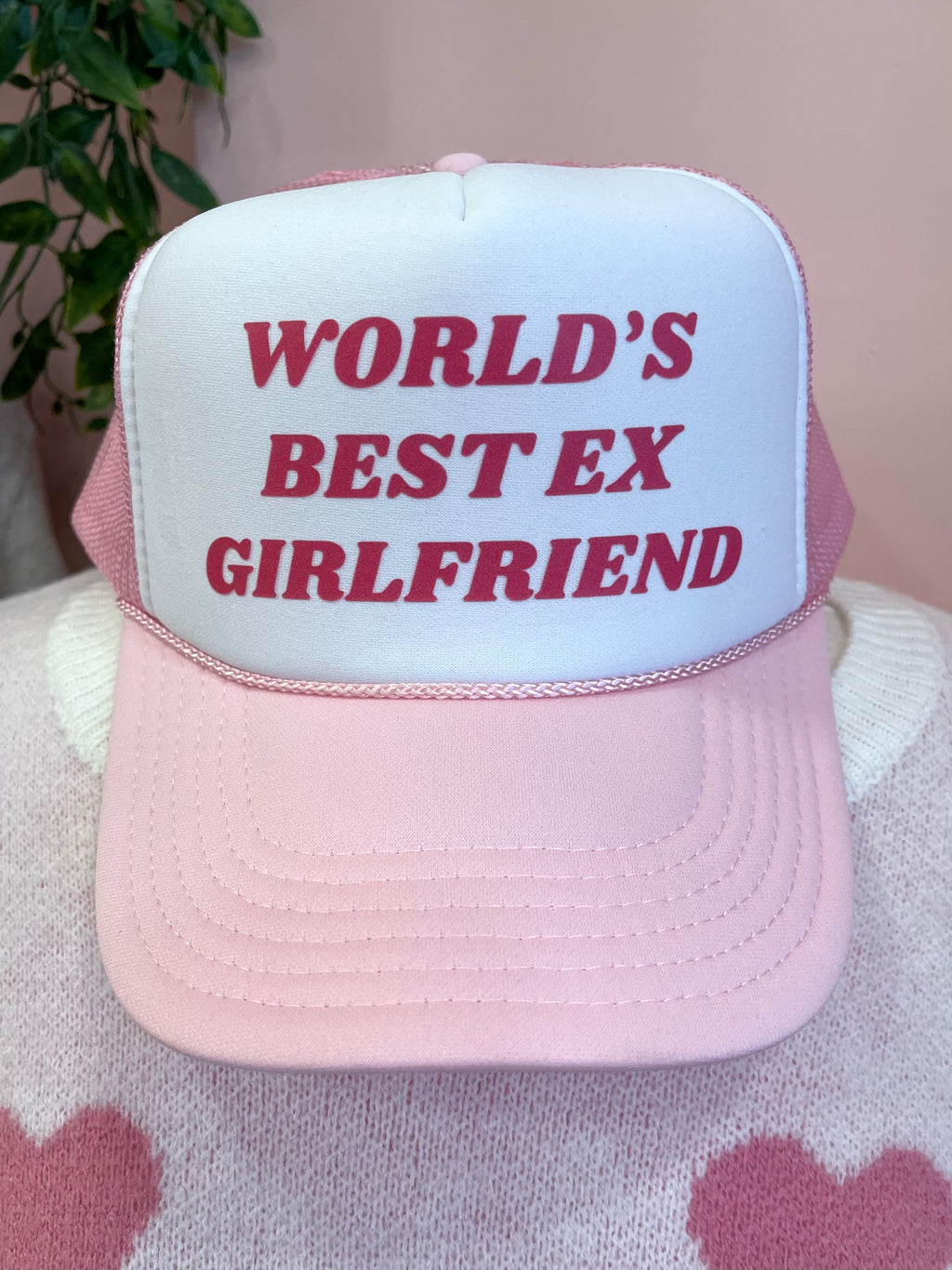 Best Ex-Girlfriend Trucker Hat Pink/White