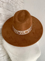 Willa Flower Band Brown Wide Brim