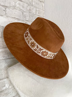 Willa Flower Band Brown Wide Brim