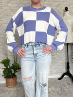 Avril Blocked+Cropped Sweater Purple+White