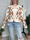 Nancy Neutral Pattern+Bow Cardigan