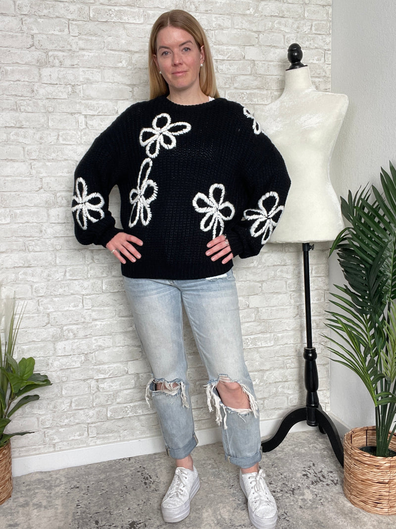 Millie Black+White Stitched Sweater