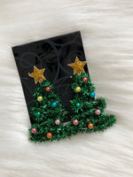 Tinsel Christmas Tree Earrings