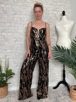 Midnight Toast Jumpsuit Black+Champagne