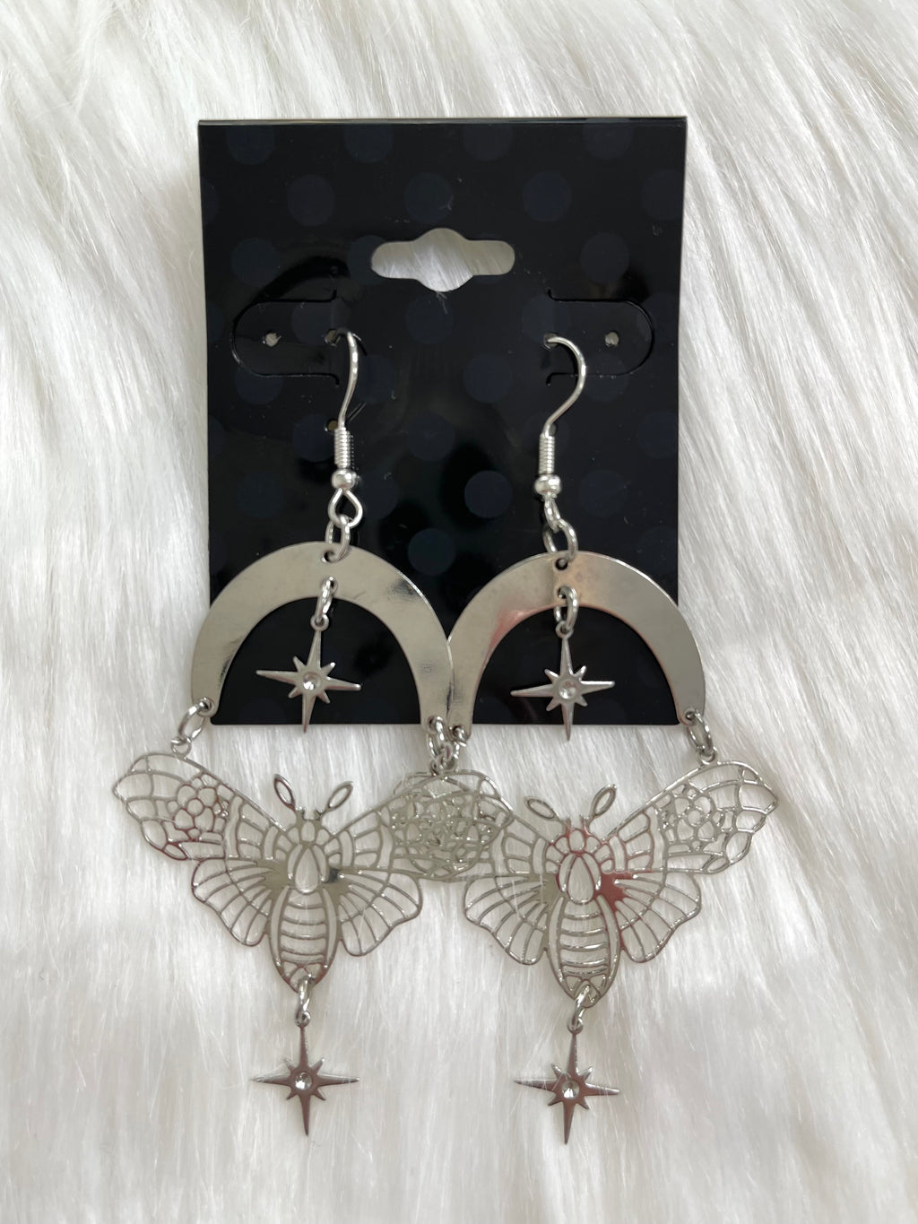 Moth Moon Earring Silver