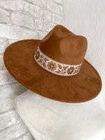 Willa Flower Band Brown Wide Brim