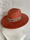 Willa Flower Band Rust Wide Brim