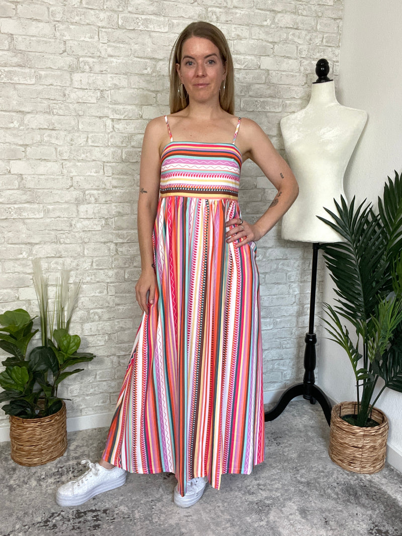 Megan Colorful Stripe Maxi Dress