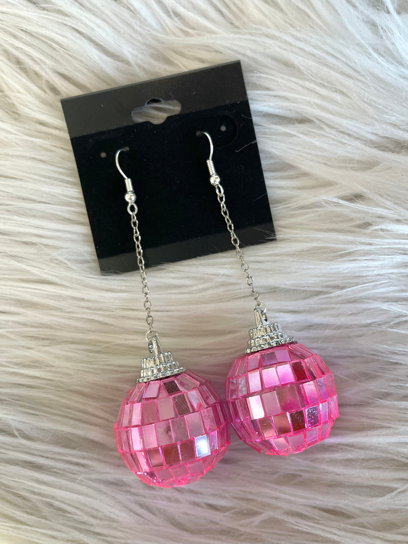 Pink Disco Ball Celebration Earrings